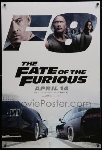4z341 FATE OF THE FURIOUS teaser DS 1sh 2017 Vin Diesel, Dwayne Johnson, cars at the starting line!