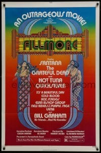 4z348 FILLMORE 1sh 1972 Grateful Dead, Santana, rock & roll concert, cool Byrd art!