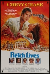 4z358 FLETCH LIVES DS 1sh 1989 Chevy Chase, Gone With the Wind parody art!