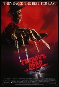 4z362 FREDDY'S DEAD 1sh 1991 great art of Robert Englund as Freddy Krueger!
