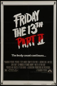 4z368 FRIDAY THE 13th PART II teaser 1sh 1981 slasher horror sequel, body count continues!