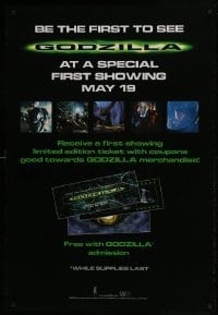 4z386 GODZILLA DS 1sh 1998 Matthew Broderick, Jean Reno, American re-make, special showing!