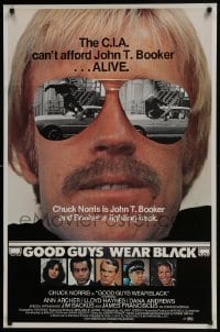 4z390 GOOD GUYS WEAR BLACK 25x38 1sh 1977 tough Chuck Norris in cool shades is fighting back!