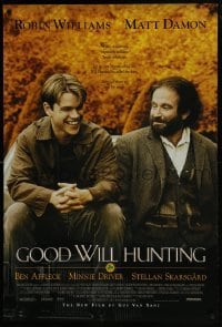 4z392 GOOD WILL HUNTING 1sh 1997 great image of smiling Matt Damon & Robin Williams!
