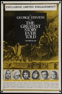 4z399 GREATEST STORY EVER TOLD 1sh 1965 Max von Sydow as Jesus, exclusive limited engagement!