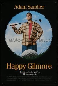 4z414 HAPPY GILMORE DS 1sh 1996 great image of Adam Sandler, he doesn't play, he destroys golf!