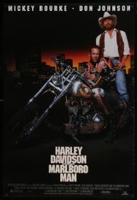 4z415 HARLEY DAVIDSON & THE MARLBORO MAN DS 1sh 1991 Mickey Rourke & Don Johnson in title roles!