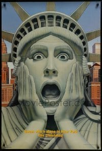 4z435 HOME ALONE 2 teaser DS 1sh 1992 wacky art of Macaulay Culkin as Statue of Liberty!