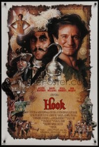 4z438 HOOK DS 1sh 1991 artwork of pirate Dustin Hoffman & Robin Williams by Drew Struzan!