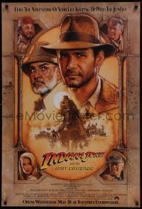 4z466 INDIANA JONES & THE LAST CRUSADE int'l advance 1sh 1989 art of Ford & Connery by Drew!