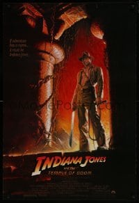 4z467 INDIANA JONES & THE TEMPLE OF DOOM 1sh 1984 great art of Harrison Ford by Bruce Wolfe!