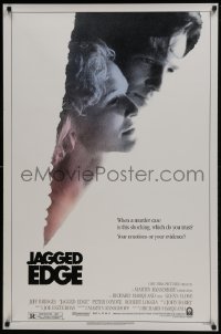4z484 JAGGED EDGE 1sh 1985 great close up image of Glenn Close & Jeff Bridges!