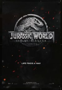 4z508 JURASSIC WORLD: FALLEN KINGDOM teaser DS 1sh 2018 classic T-Rex logo, life finds a way!