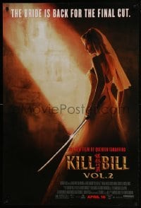 4z515 KILL BILL: VOL. 2 advance 1sh 2004 bride Uma Thurman with katana, Quentin Tarantino!