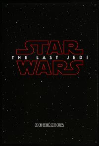 4z036 LAST JEDI DS teaser 1sh 2017 black style, Star Wars, Hamill, classic title treatment in space!
