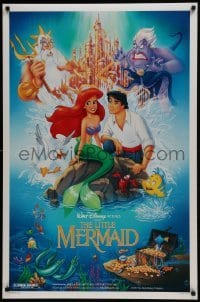 4z557 LITTLE MERMAID DS 1sh 1989 great Bill Morrison art of Ariel & cast, Disney underwater cartoon