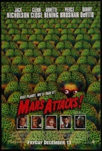 4z586 MARS ATTACKS! int'l advance DS 1sh 1996 directed by Tim Burton, great image of many aliens!