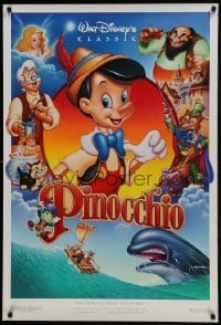 4z684 PINOCCHIO DS 1sh R1992 images from Disney classic fantasy cartoon!