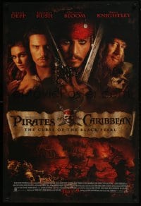 4z686 PIRATES OF THE CARIBBEAN advance DS 1sh 2003 Geoffrey Rush, Knightley, Johnny Depp & cast!