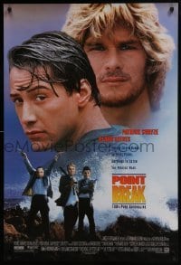 4z690 POINT BREAK DS 1sh 1991 Keanu Reeves, Patrick Swayze and gang in masks, robbery & surfing!