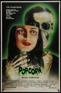 4z693 POPCORN 1sh 1991 really cool wild Joann horror art, buy a bag, go home in a box!