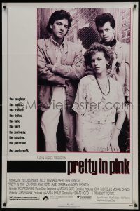 4z698 PRETTY IN PINK 1sh 1986 great portrait of Molly Ringwald, Andrew McCarthy & Jon Cryer!