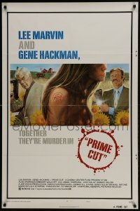 4z699 PRIME CUT style A 1sh 1972 Lee Marvin w/machine gun, Gene Hackman w/cleaver!