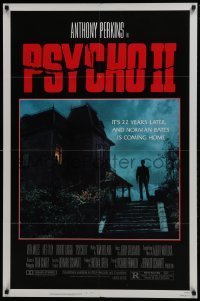 4z705 PSYCHO II 1sh 1983 Anthony Perkins as Norman Bates, cool creepy image of classic house!