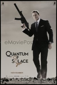4z711 QUANTUM OF SOLACE teaser 1sh 2008 Daniel Craig as Bond with H&K submachine gun!