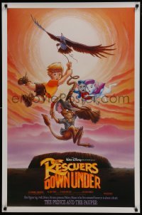 4z730 RESCUERS DOWN UNDER/PRINCE & THE PAUPER DS 1sh 1990 The Rescuers style, great image!