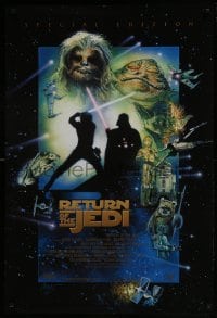 4z012 RETURN OF THE JEDI style D int'l DS 1sh R1997 George Lucas classic, cool montage art by Drew Struzan!