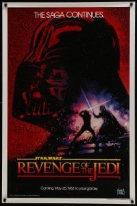 4z002 RETURN OF THE JEDI dated teaser 1sh 1983 George Lucas' Revenge of the Jedi, Drew Struzan art!