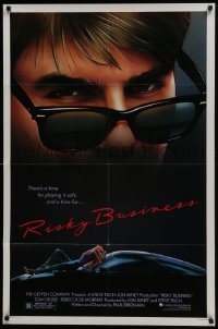 4z741 RISKY BUSINESS 1sh 1983 classic close up art of Tom Cruise in cool shades by Drew Struzan!