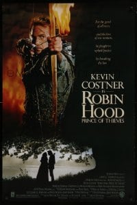 4z745 ROBIN HOOD PRINCE OF THIEVES DS 1sh 1991 cool image of Kevin Costner w/flaming arrow!