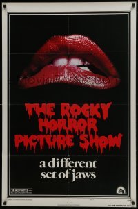 4z754 ROCKY HORROR PICTURE SHOW style A 1sh 1975 c/u lips image, a different set of jaws!