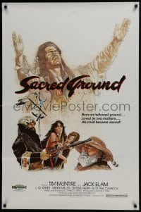 4z768 SACRED GROUND 1sh 1983 Tim McIntire, Jack Elam, cool Seybolot Native American art with horses