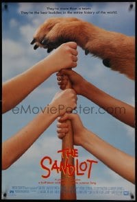 4z769 SANDLOT DS 1sh 1993 best buddies playing baseball, great image of hands and a paw on bat!