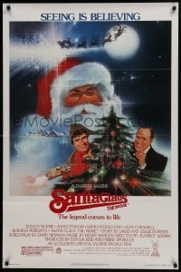 4z770 SANTA CLAUS THE MOVIE 1sh 1985 Bob Peak art of Santa & his reindeer sleigh, Moore, Lithgow!
