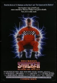 4z794 SHOCKER advance DS 1sh 1989 Wes Craven, wild image of electrocuted murderer Mitch Pileggi!
