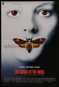 4z799 SILENCE OF THE LAMBS style D DS 1sh 1991 creepy image of Jodie Foster with moth over mouth!