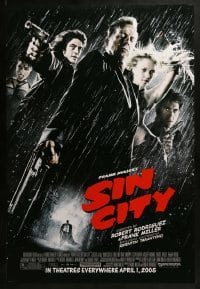 4z802 SIN CITY advance 1sh 2005 graphic novel by Frank Miller, cool image of Bruce Willis & cast