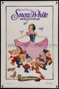 4z817 SNOW WHITE & THE SEVEN DWARFS foil 1sh R1987 Walt Disney animated cartoon fantasy classic!