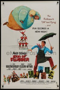 4z823 SON OF FLUBBER 1sh R1974 Walt Disney, art of absent-minded professor Fred MacMurray!