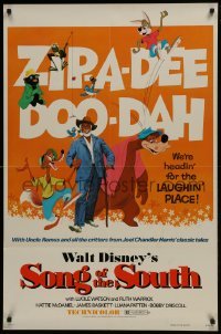 4z824 SONG OF THE SOUTH 1sh R1973 Walt Disney, Uncle Remus, Br'er Rabbit & Br'er Bear!