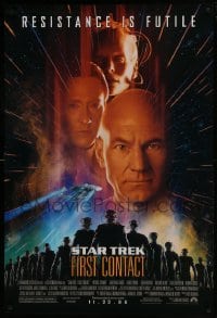 4z845 STAR TREK: FIRST CONTACT advance 1sh 1996 Jonathan Frakes, Stewart, Spiner, sexy Borg Krige!