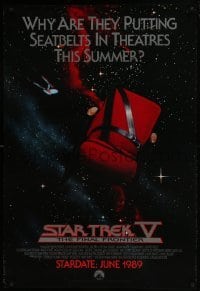 4z841 STAR TREK V advance 1sh 1989 The Final Frontier, image of theater chair w/seatbelt!