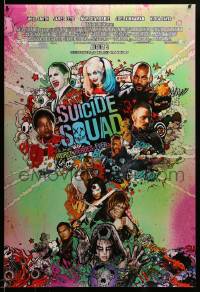4z863 SUICIDE SQUAD advance DS 1sh 2016 Smith, Leto as the Joker, Robbie, Kinnaman, cool art!