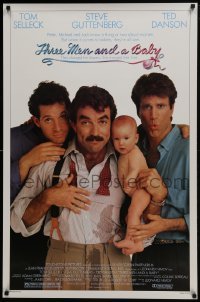 4z894 THREE MEN & A BABY 1sh 1987 Tom Selleck, Ted Danson, Steve Guttenberg!