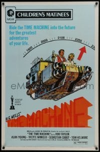 4z898 TIME MACHINE 1sh R1972 H.G. Wells, George Pal, great completely different sci-fi artwork!
