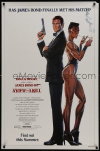 4z948 VIEW TO A KILL advance 1sh 1985 art of Roger Moore & Jones by Goozee over white background!